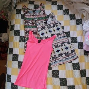 Elephant or pink tank tops
